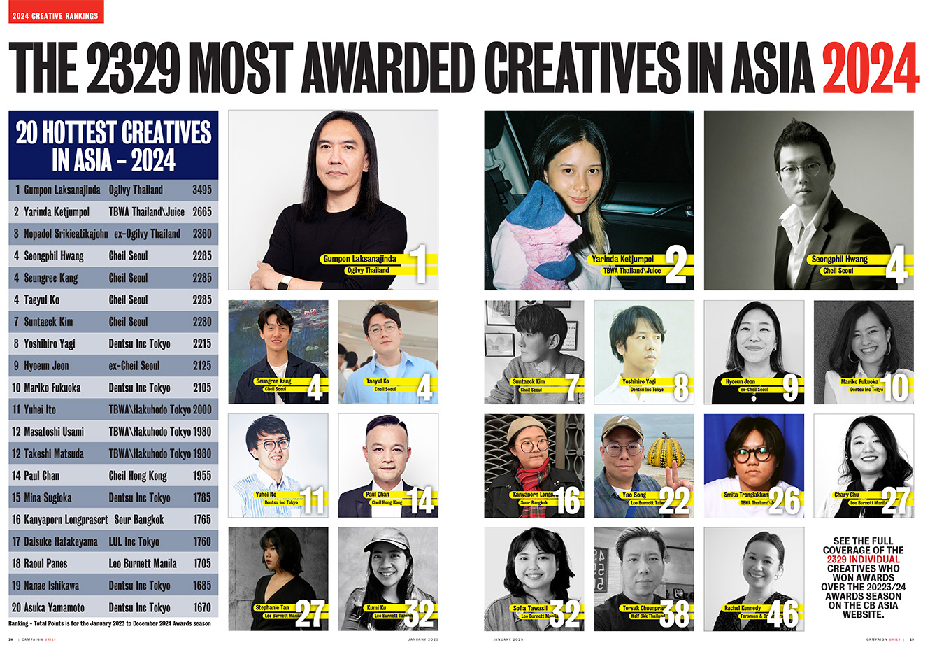 Campaign Brief Asia 2024 Creative Rankings: Download the full coverage of Asia’s 205 most awarded agencies + 2329 most awarded creatives