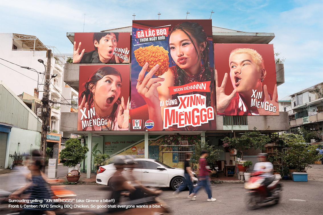 KFC Vietnam and The Friday turn billboards into city-scale “Xin Miếng” craving scene