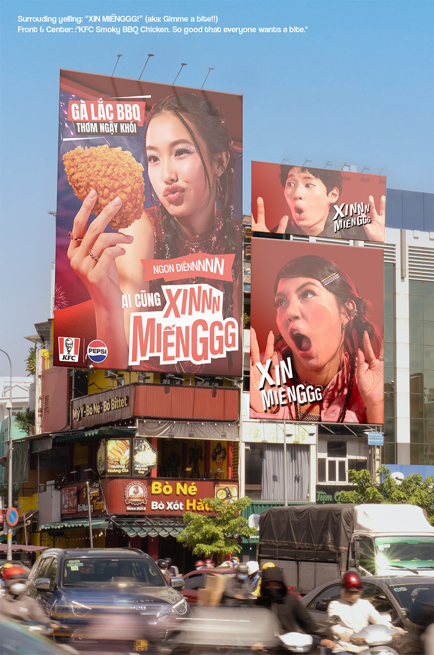 KFC Vietnam and The Friday turn billboards into city-scale “Xin Miếng” craving scene