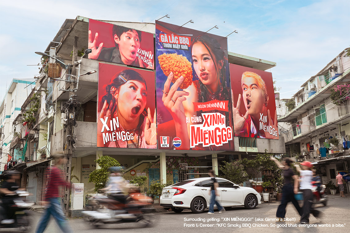 KFC Vietnam and The Friday turn billboards into city-scale “Xin Miếng” craving scene